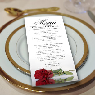 Elegant Red Rose with Reflections Wedding Menu