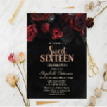 Elegant Red Roses Black Sweet 16 Invitation<br><div class="desc">A modern,  chic and glamourous Sweet 16 with red roses on black background.</div>