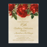 Elegant Red Roses Champagne 16th Birthday Invitati Postcard<br><div class="desc">Beautiful,  elegant red roses on champagne / tan birthday Sweet 16/16th birthday party invitation postcard.</div>