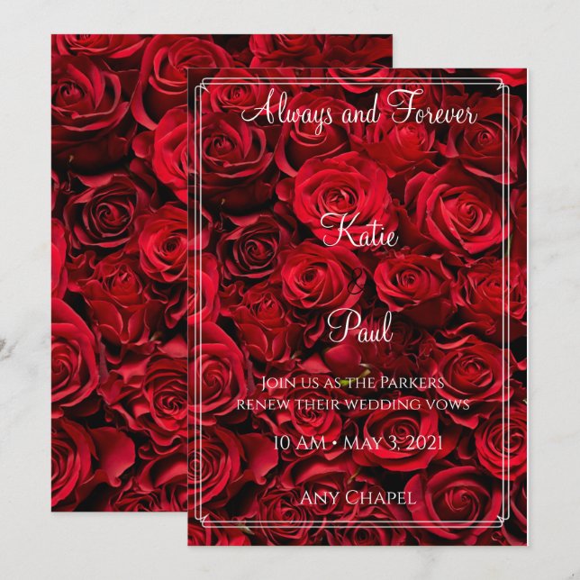 Elegant Red Roses Editable Wedding  Invitation (Front/Back)