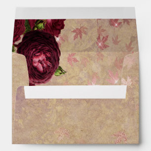 Elegant Red Roses Falling Leaves Envelope