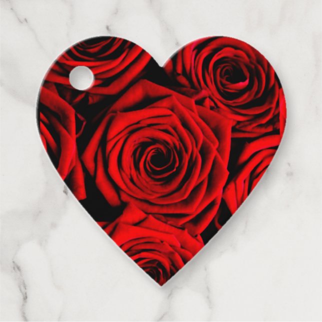 Elegant Red Roses Favour Tags (Front)