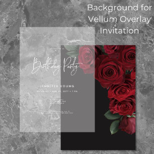 Elegant Red Roses Floral Birthday Background Invitation