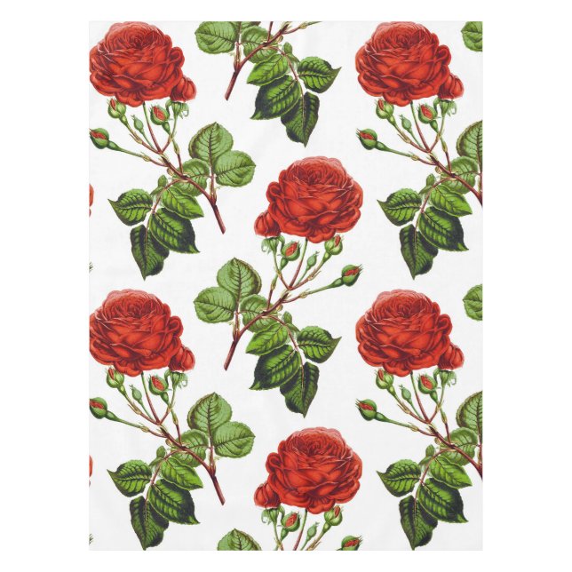 Elegant Red Roses Floral Flowers Pattern | Tablecloth (Front)