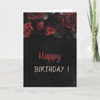 Elegant Red Roses Gothic Birthday