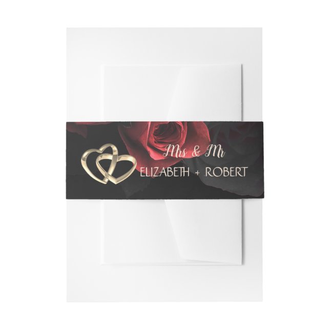 Elegant Red Roses Gothic Invitation Belly Band (Front Example)