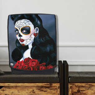 Elegant Red Roses Gothic Sugar Skull Woman Backpack