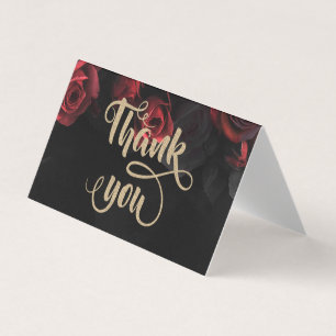 Elegant Red Roses Gothic Thank You Card