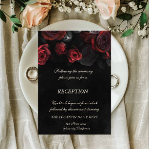 Elegant Red Roses Gothic Wedding Reception Invitation