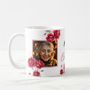 Elegant Red Roses Grandma Photo Coffee Mug