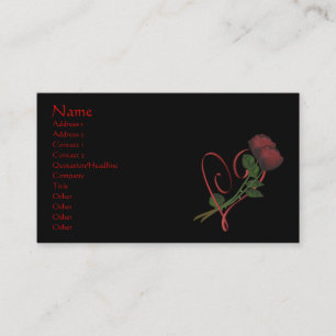 Elegant Red Roses Heart On Black Business Card
