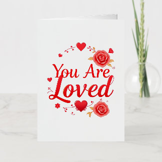 "Elegant Red Roses & Hearts"  Foil Greeting Card