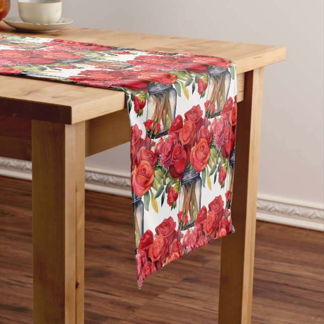 Elegant Red Roses in Vases Table Runner (In Situ)