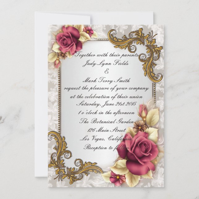 Elegant Red Roses Invitation (Front)