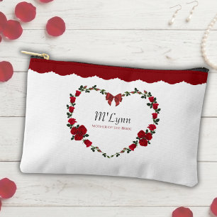 Elegant Red Roses Mother of Bride Makeup Bag