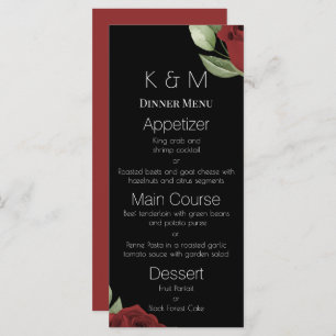Elegant Red Roses on Black Menu