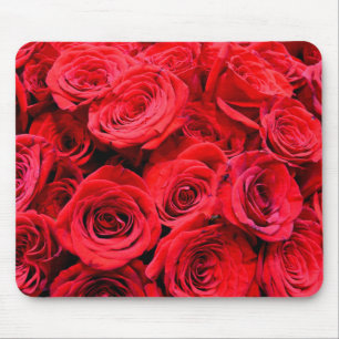 Elegant red roses red flowers red floral mouse pad
