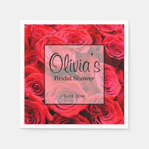 Elegant red roses red flowers red floral napkin