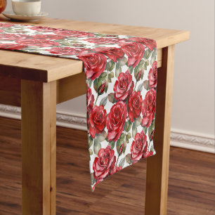 Elegant Red Roses Table Runner