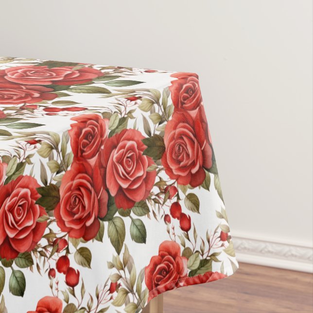 Elegant Red Roses Tablecloth (In Situ)