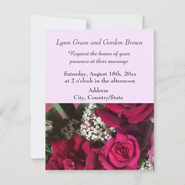 Elegant Red Roses Wedding Invitation (Front)