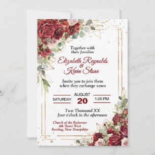 Elegant Red Roses Wedding Invitation