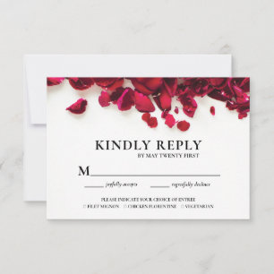 Elegant Red Roses Wedding Meal Choice RSVP Card