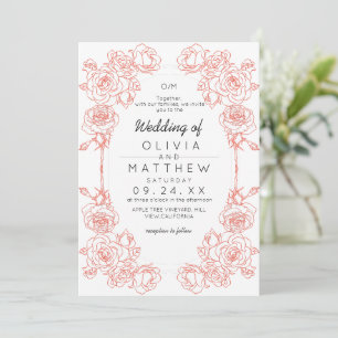 Elegant Red Roses Wedding Photo Invitation