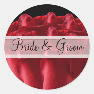 Elegant Red Roses Wedding Stickers