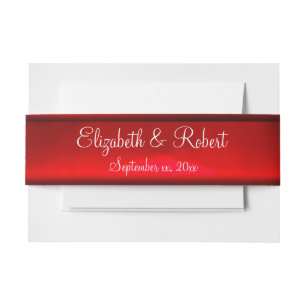 Elegant Red Satin Ribbon Custom Belly Band Invitation Belly Band