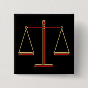 Elegant Red Scales of Justice   Law 15 Cm Square Badge
