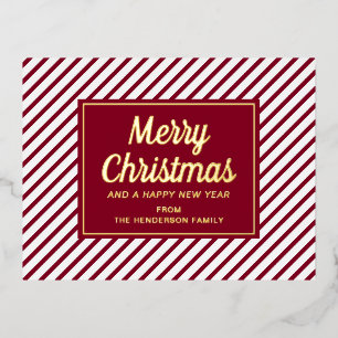 Elegant Red Script Christmas Foil Holiday Postcard