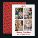 Elegant Red Script Merry Christmas 4 Photo Collage Holiday Card<br><div class="desc">A sophisticated holiday card featuring a beautiful red brush script and a clean four-photo grid layout. The perfect balance of modern typography and traditional festive elements for your family greetings.</div>