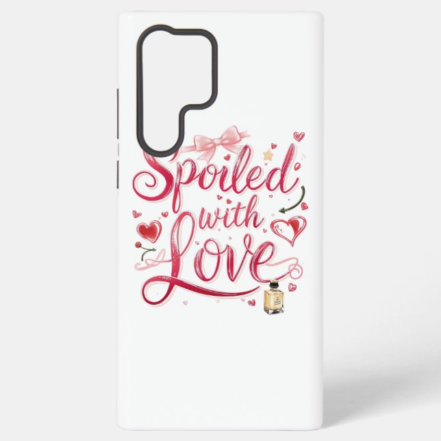 Elegant Red Script with Champagne Samsung Galaxy S22 Ultra Case (Back)