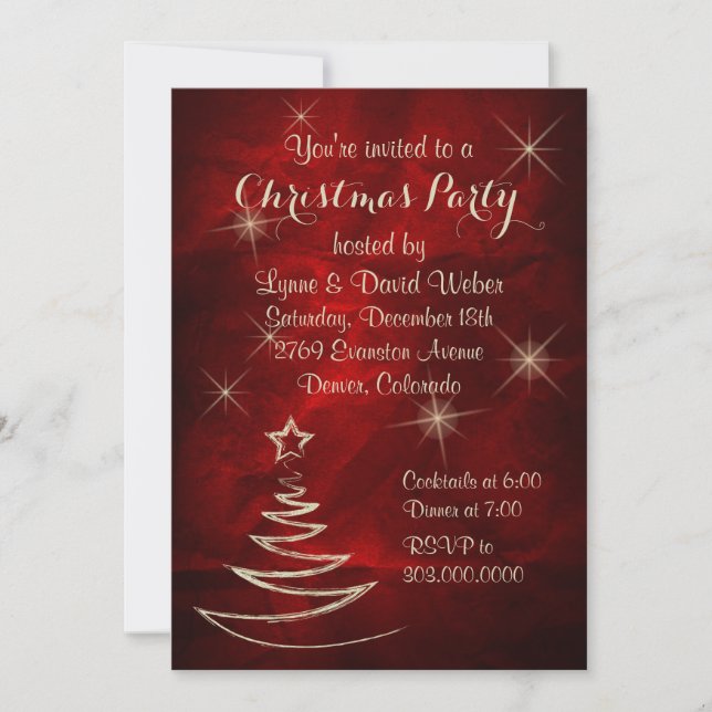 Elegant Red Silver Christmas Party Invitation (Front)