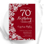 Elegant Red Silver Roses 70th Birthday Party Invitation<br><div class="desc">Red silver floral 70th birthday party invitation. Elegant design featuring roses,  faux silver foil and typography script font. Trendy invite card perfect for a stylish female bday celebration. Can be customised to any age. Printed Zazzle invitations or instant download digital printable template.</div>