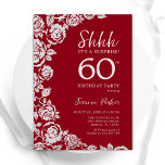 Elegant Red Silver Roses Surprise 60th Birthday Invitation<br><div class="desc">Red silver floral surprise 60th birthday party invitation. Elegant design featuring roses,  faux silver foil and typography script font. Trendy invite card perfect for a stylish female bday celebration. Can be customised to any age. Printed Zazzle invitations or instant download digital printable template.</div>