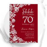 Elegant Red Silver Roses Surprise 70th Birthday Invitation<br><div class="desc">Red silver floral surprise 70th birthday party invitation. Elegant design featuring roses,  faux silver foil and typography script font. Trendy invite card perfect for a stylish female bday celebration. Can be customised to any age. Printed Zazzle invitations or instant download digital printable template.</div>