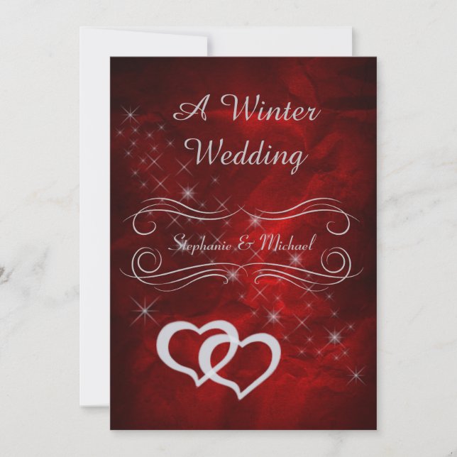 Elegant Red Silver Winter Wedding Invitation2 Invitation (Front)