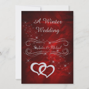 Elegant Red Silver Winter Wedding Invitation2 Invitation