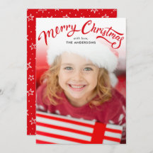Elegant Red Simple Merry Christmas Photo