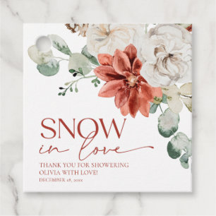 Elegant Red Snow in Love Winter Bridal Shower Favour Tags