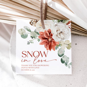 Elegant Red Snow in Love Winter Bridal Shower Favour Tags