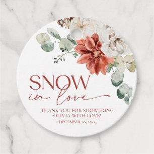 Elegant Red Snow in Love Winter Bridal Shower Favour Tags