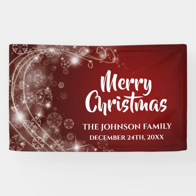 Elegant Red Snowflake Christmas  Banner (Horizontal)
