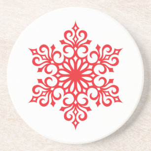 Elegant Red Snowflake Coasters