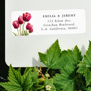 Elegant Red Spring Tulip Flowers Return Address
