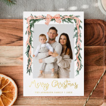 Elegant Red Striped Bow Greenery 4 Photo