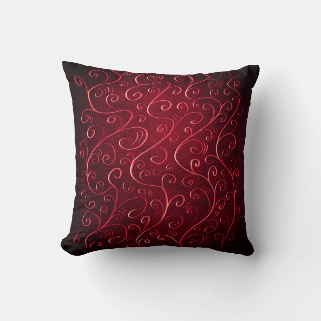 Elegant Red Swirl Pattern Cushion (Front)