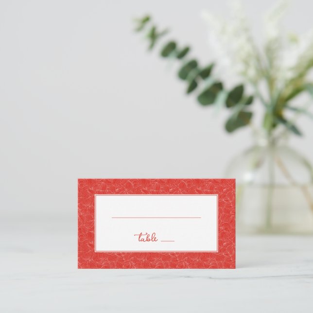 Elegant Red Swirling Place Card (Standing Front)